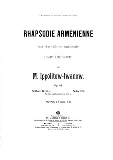 Armenian Rhapsody, Op.48: para piano de quadro mãos by Mikhail Ippolitov-Ivanov