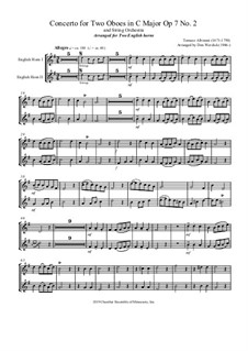 Concerto No.2 in C Major: For two english horns and string orchestra – english horns parts by Tomaso Albinoni