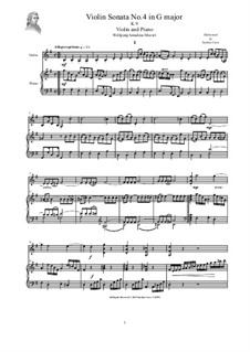 Sonata for Violin and Piano No.4 in G Major, K.9: partitura, parte solo by Wolfgang Amadeus Mozart