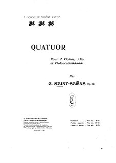 String Quartet No.1 in G Major, Op.112: versão para piano de quatro mãos by Camille Saint-Saëns