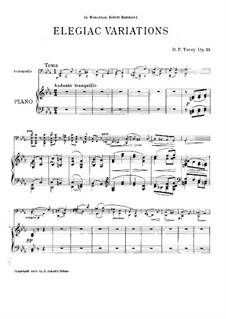 Elegiac Variations for Cello and Piano, Op.25: Score by Donald Francis Tovey