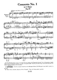 Concerto for Piano and Orchestra No.1, Op.15: movimento I, para dois pianos para quatro mãos by Ludwig van Beethoven