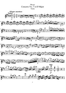 Concerto for Violin and Orchestra No.7 in D Major, K.271a: parte Solo by Wolfgang Amadeus Mozart