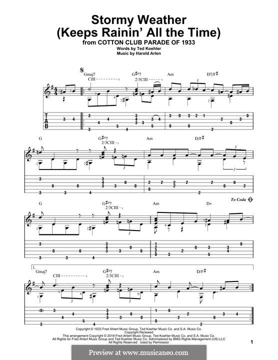 Stormy Weather (Lena Horne): Para guitarra com guia by Harold Arlen