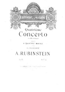 Concerto for Piano and Orchestra No.4 in D Minor, Op.70: versão para piano de quatro mãos by Anton Rubinstein