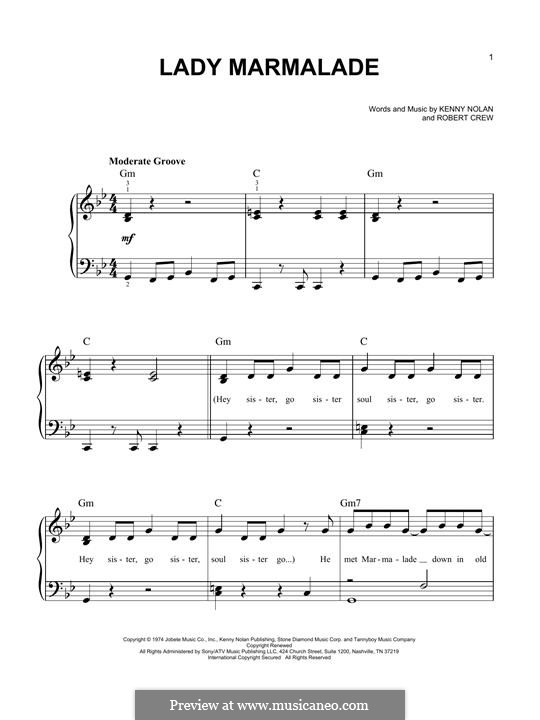 Lady Marmalade: Para Piano by Bob Crewe, Kenny Nolan
