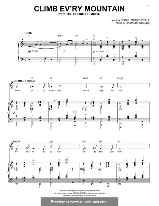 Climb Ev'ry Mountain (from The Sound Of Music): Para vocais e piano by Richard Rodgers