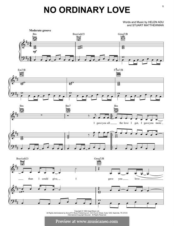 No Ordinary Love (Sade): Para vocais e piano (ou Guitarra) by Helen Adu, Stuart Matthewman