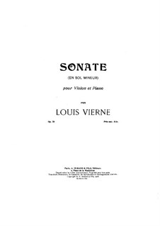 Sonata for Violin and Piano in G Minor, Op.23: Score by Louis Vierne