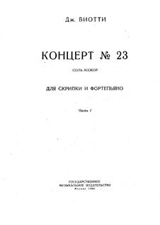 Violin Concerto No.23 in G Major, G.98: Allegro, for violin and piano by Giovanni Battista Viotti
