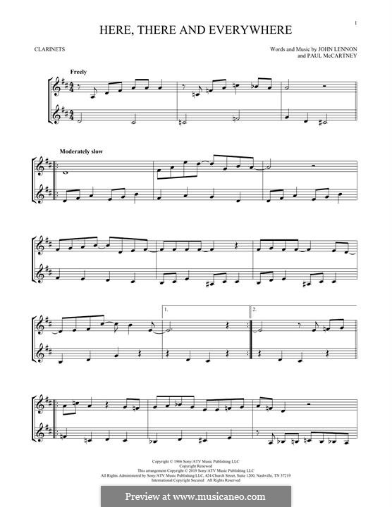 Here, There and Everywhere (The Beatles): para duas clarinetas by John Lennon, Paul McCartney