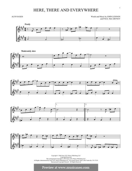 Here, There and Everywhere (The Beatles): para dois alto saxophones by John Lennon, Paul McCartney