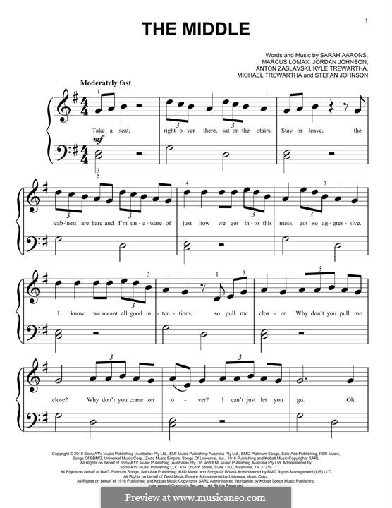 The Middle (Zedd, Maren Morris & Grey): Para Piano by Anton Zaslavski, Marcus Lomax, Stefan Johnson, Jordan Johnson, Sarah Aarons, Kyle Trewartha, Michael Trewartha