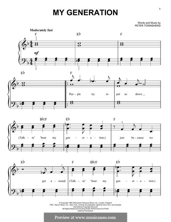 My Generation (The Who): Para Piano by Peter Townshend