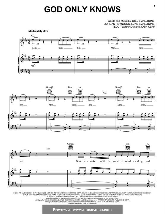 God Only Knows (for KING & COUNTRY): Para vocais e piano (ou Guitarra) by Tedd Tjornhom, Joel Smallbone, Luke Smallbone, Jordan Reynolds, Josh Kerr