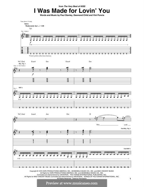 I Was Made for Lovin' You (KISS): Para guitarra com guia by Desmond Child, Paul Stanley, Vini Poncia