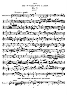 The Seven Last Words of Christ on the Cross, Hob.III/50-56 Op.51: violino parte I by Joseph Haydn