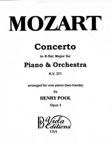 Concerto for Piano and Orchestra No.9 in E Flat Major 'Jeunehomme', K.271: arranjo para piano by Wolfgang Amadeus Mozart