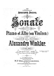 Sonata for Viola (or Violin) and Piano, Op.10: Sonata for Viola (or Violin) and Piano by Alexander Winkler