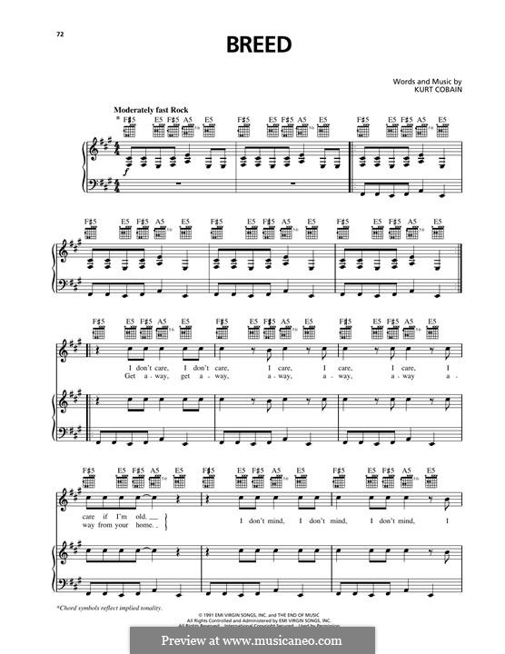 Breed (Nirvana): Para vocais e piano (ou Guitarra) by Kurt Cobain