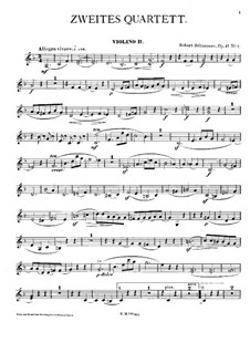 Three String Quartets, Op.41: Quartet No.2 – violin II part by Robert Schumann
