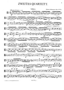 Three String Quartets, Op.41: Quartet No.2 – viola part by Robert Schumann