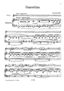 Concertino in D Minor, Op.65: arranjo para violino e piano by Hans Sitt