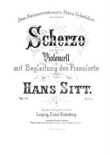 Scherzo for Cello and Piano, Op.35: Score by Hans Sitt