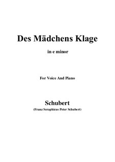 Des Mädchens Klage (The Maiden's Lament), D.191 Op.58 No.3: For voice and piano (e minor) by Franz Schubert