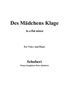 Des Mädchens Klage (The Maiden's Lament), D.191 Op.58 No.3: For voice and piano (a flat minor) by Franz Schubert