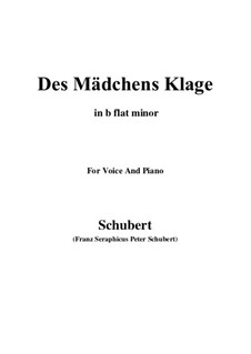 Des Mädchens Klage (The Maiden's Lament), D.191 Op.58 No.3: For voice and piano (b flat minor) by Franz Schubert