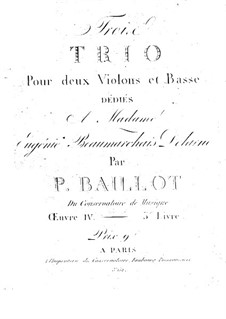 Three Trios for Two Violins and Basso Continuo, Op.4: parte basso continuo by Pierre Baillot