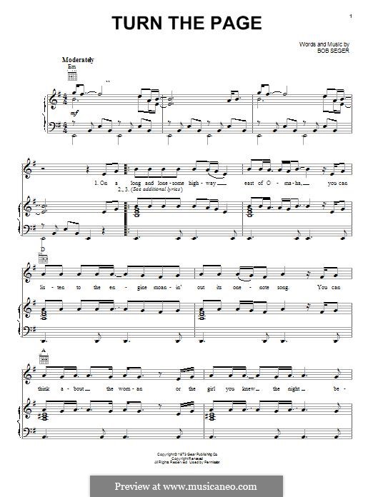 Turn the Page: Para vocais e piano (ou Guitarra) by Bob Seger