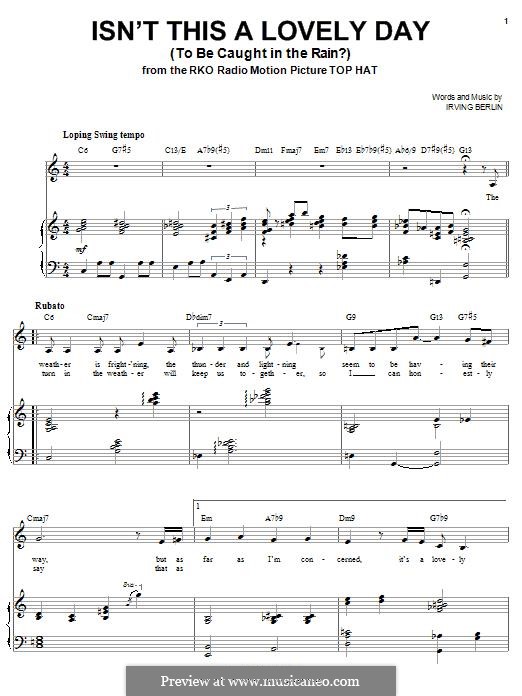 Isn't This a Lovely Day (To Be Caught in the Rain?): Para vocais e piano by Irving Berlin