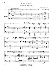 Kol Nidrei, Op.47: arranjo para violino e piano by Max Bruch