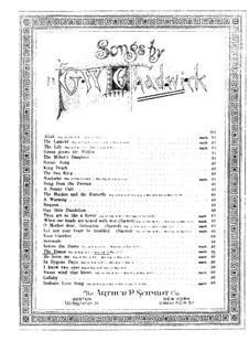 Six Songs, Op.14: No.1 The Danza for Mezzo-Soprano (or Baritone) and Piano by George Whitefield Chadwick