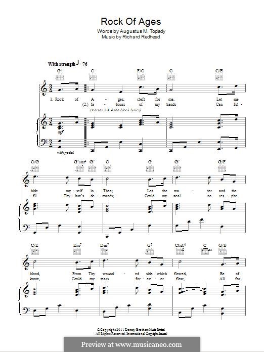 Rock of Ages: Para vocais e piano (ou Guitarra) by Richard Redhead