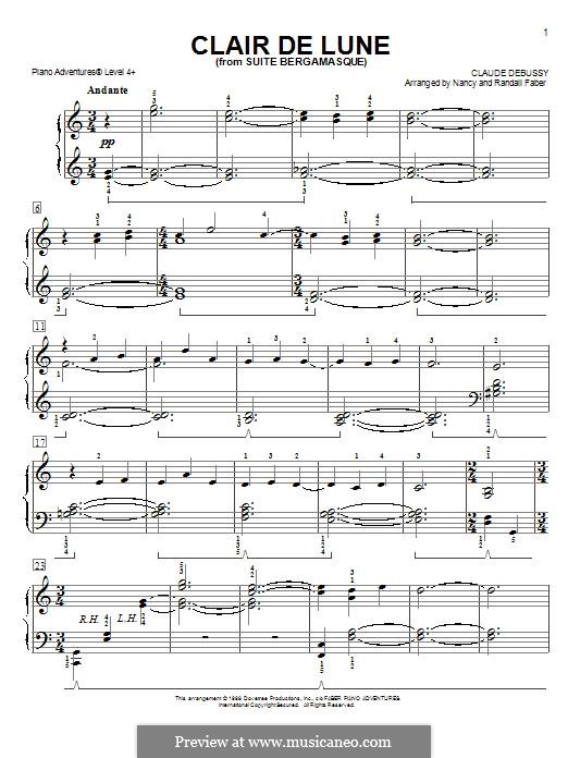 No.3 Clair de lune, for Piano: Versão Facil by Claude Debussy