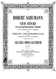 Studies in the Form of Canons, Op.56: No.6, 4, 2, 5, for piano trio by Robert Schumann