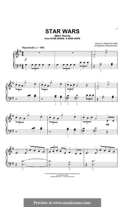 Star Wars (Main Theme): Para Piano by John Williams