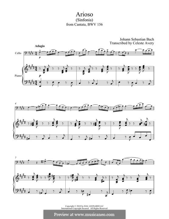 Arioso in G Major: para Violoncelo e piano by Johann Sebastian Bach