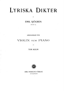 Lyriska dikter (Sju sånger ur Tannhäuser), Op.3: Para violino e piano - partitura by Emil Sjögren