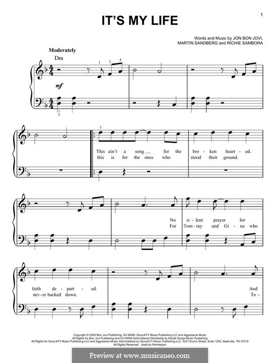 It's My Life (Bon Jovi): Para Piano by Jon Bon Jovi, Max Martin, Richie Sambora