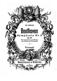 Complete set: Version for piano four hands, violin and cello – cello part by Ludwig van Beethoven