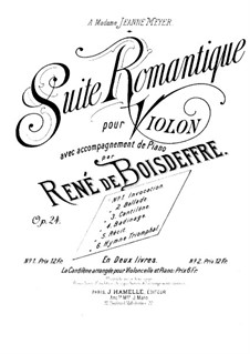 Romantic Suite for Violin and Piano, Op.24: Movements No.1-3 – score by René de Boisdeffre