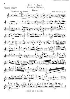 Kol Nidrei, Op.47: arranjo para violino e piano - parte solo by Max Bruch