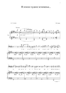I Recall a Wonderful Moment: For voice and piano (E Major) by Mikhail Glinka