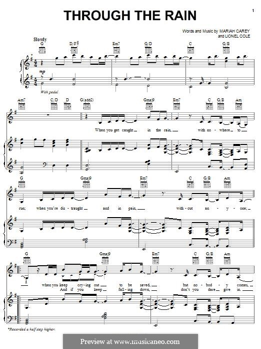 Through the Rain (Mariah Carey): Para vocais e piano (ou Guitarra) by Lionel Cole
