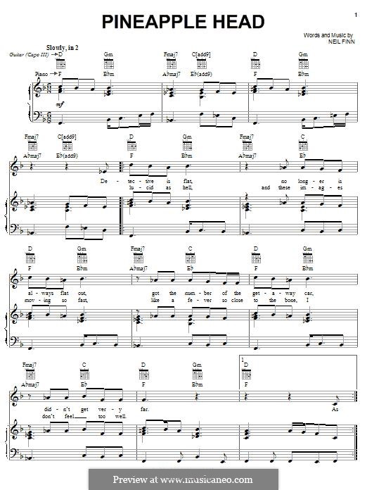 Pineapple Head (Crowded House) por N. Finn Partituras on músicaNeo