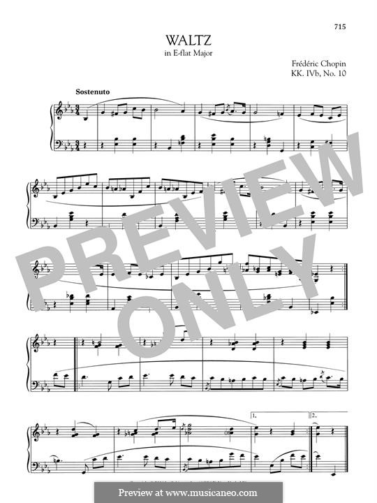 Waltz in E Flat Major, B.133 KK IVb/10: Para Piano by Frédéric Chopin